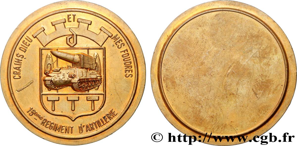 CINQUIÈME RÉPUBLIQUE Médaille, 15e régiment d artillerie TTB