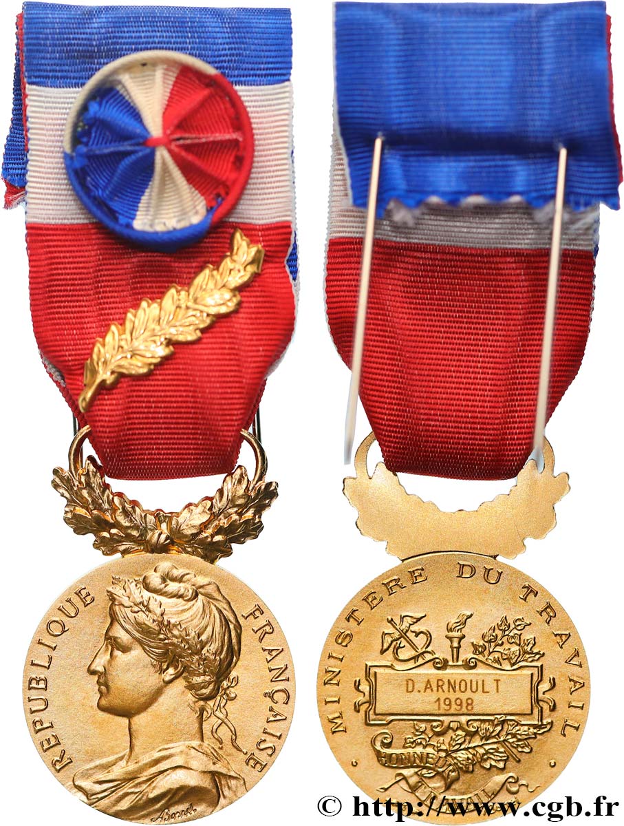 CINQUIÈME RÉPUBLIQUE Médaille d’honneur du travail, Ministère du travail, Or SPL