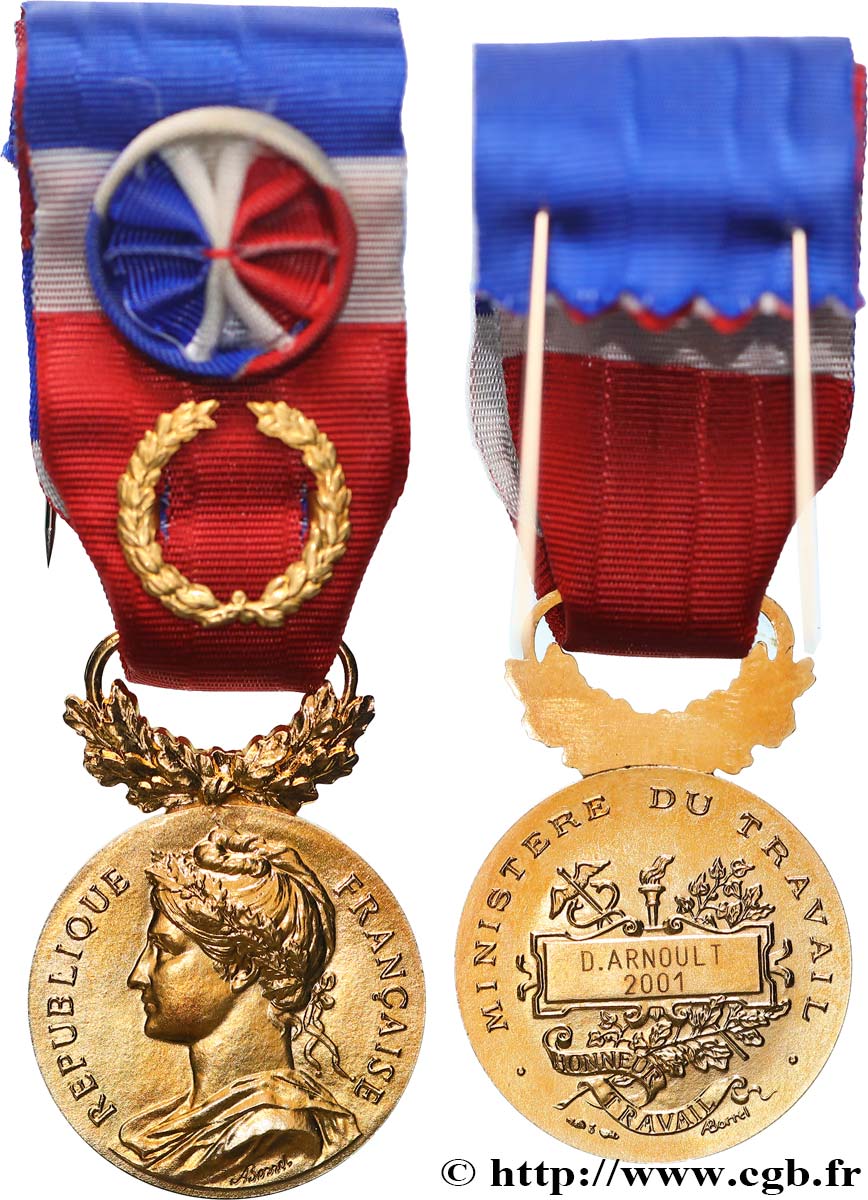 V REPUBLIC Médaille d’honneur du travail, Ministère du travail, Or MS