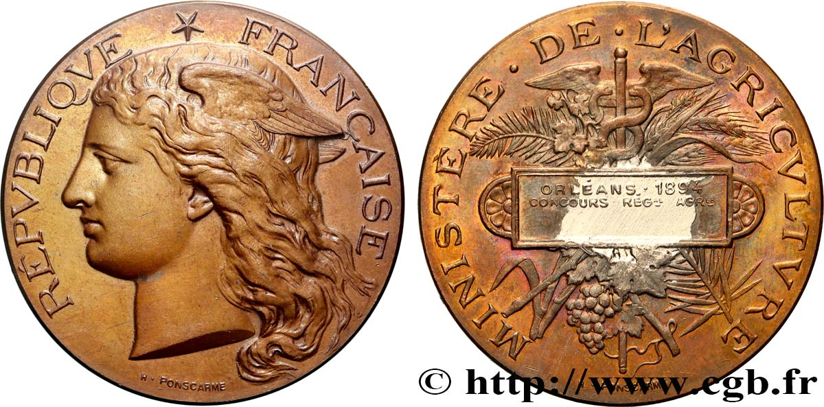 TROISIÈME RÉPUBLIQUE Médaille, Concours régional agricole TTB+/TTB