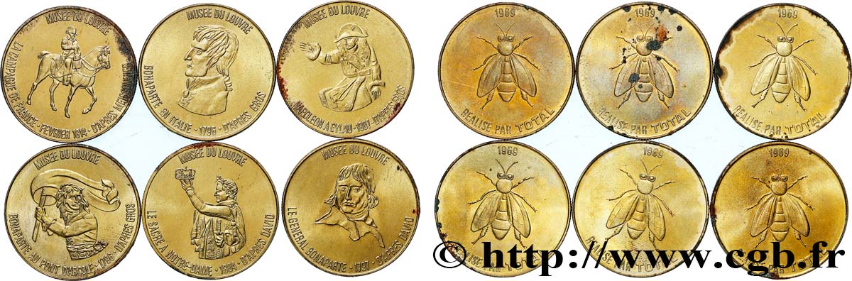 CINQUIÈME RÉPUBLIQUE Lot de 6 médailles, Musée du Louvre, Réalisé par total TTB