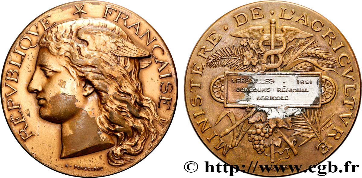 TROISIÈME RÉPUBLIQUE Médaille, Concours régional agricole TTB+/TTB