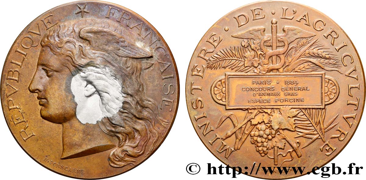 DRITTE FRANZOSISCHE REPUBLIK Médaille, Concours général d’animaux gras, espèce porcine SS/fVZ