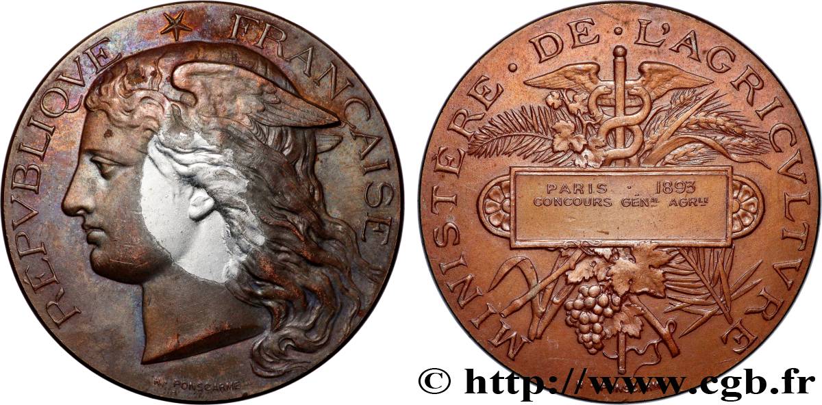 III REPUBLIC Médaille, Concours général agricole  XF