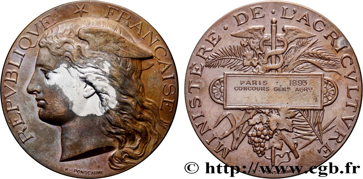 III REPUBLIC Médaille, Concours général agricole  XF