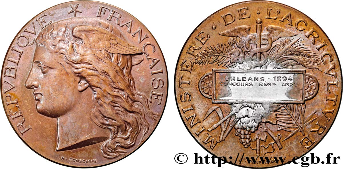 III REPUBLIC Médaille, Concours régional agricole AU/XF