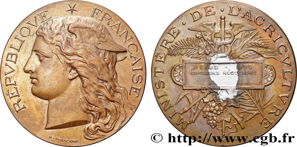TROISIÈME RÉPUBLIQUE Médaille, Concours régional agricole TTB+/TTB