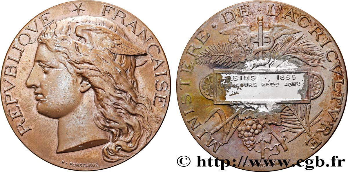 TROISIÈME RÉPUBLIQUE Médaille, Concours régional agricole TTB+/TTB