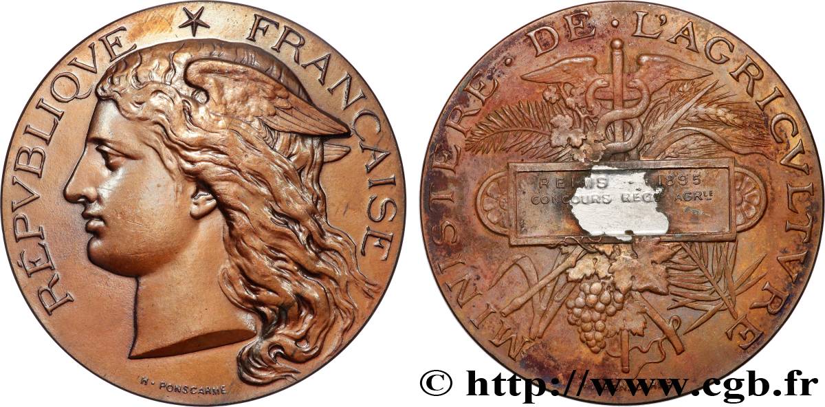 TROISIÈME RÉPUBLIQUE Médaille, Concours régional agricole TTB+/TTB