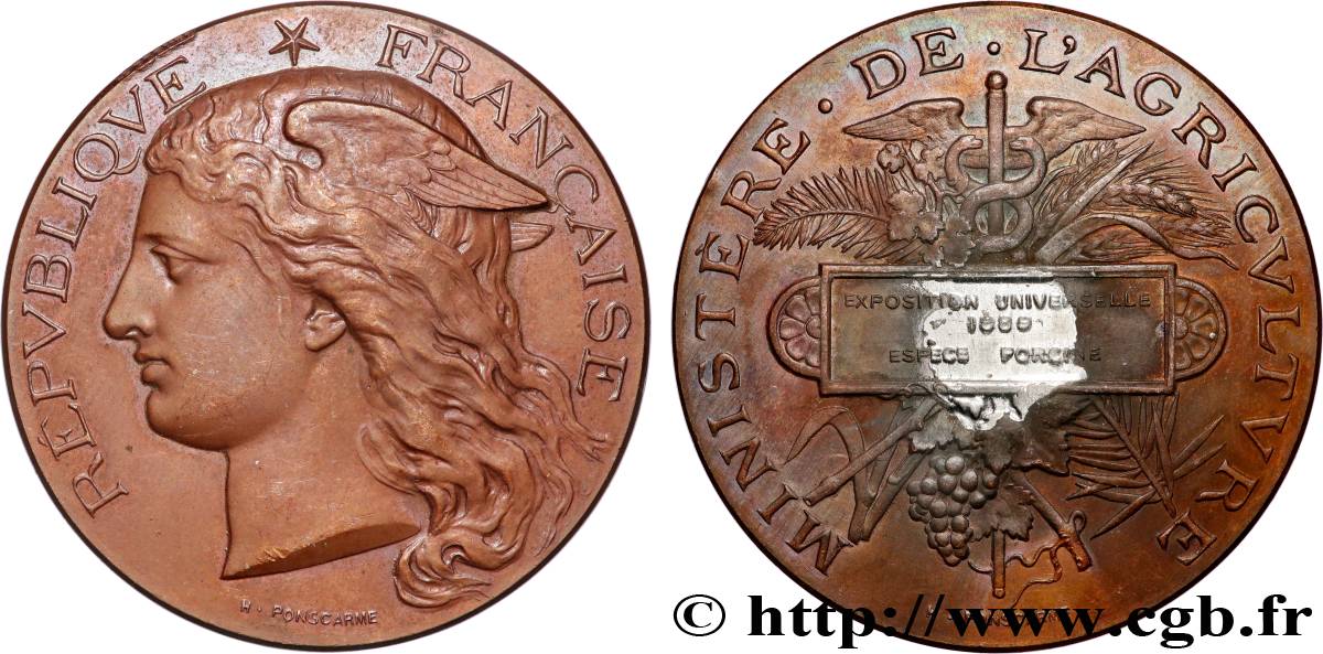 TROISIÈME RÉPUBLIQUE Médaille, Exposition universelle, espèce bovine TTB+/TTB