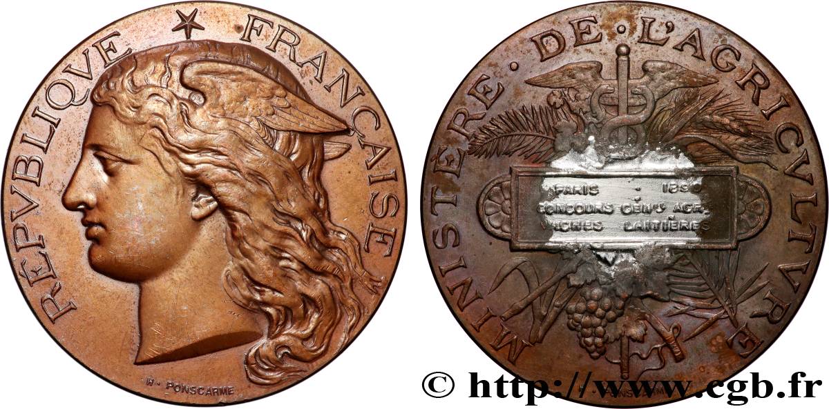 TROISIÈME RÉPUBLIQUE Médaille, Concours général agricole, vaches laitières TTB+/TTB