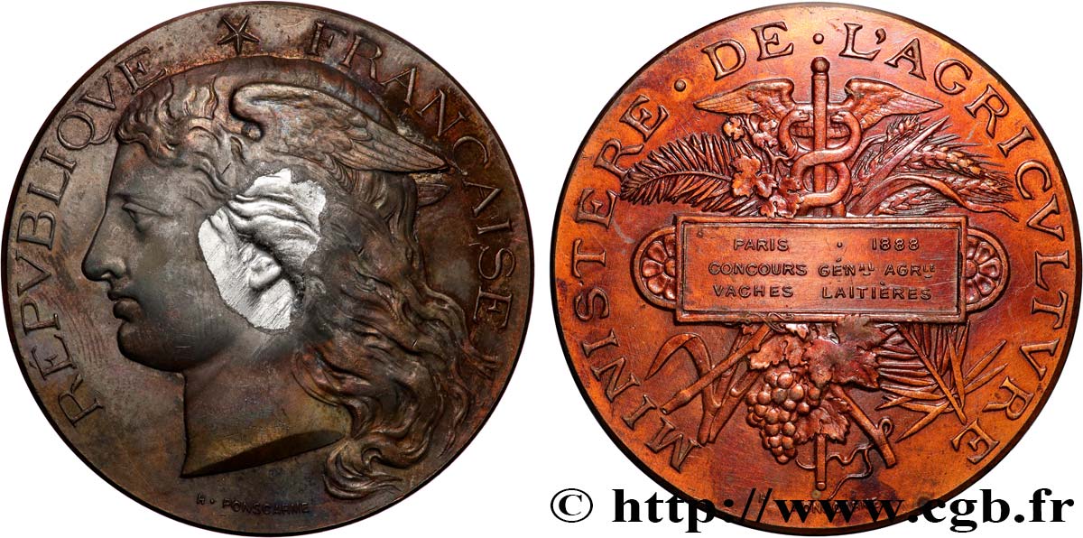 TROISIÈME RÉPUBLIQUE Médaille, Concours général agricole, vaches laitières TTB/TTB+