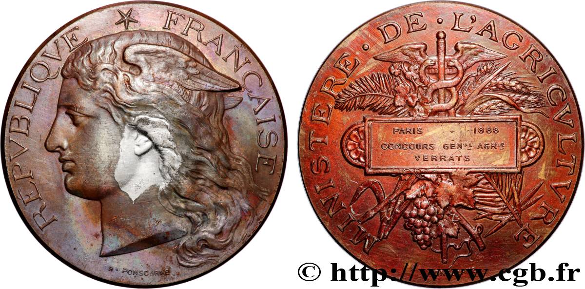 DRITTE FRANZOSISCHE REPUBLIK Médaille, Concours général agricole, verrats SS/fVZ