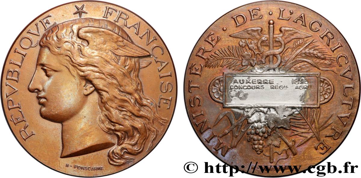 TROISIÈME RÉPUBLIQUE Médaille, Concours régional agricole TTB+/TTB