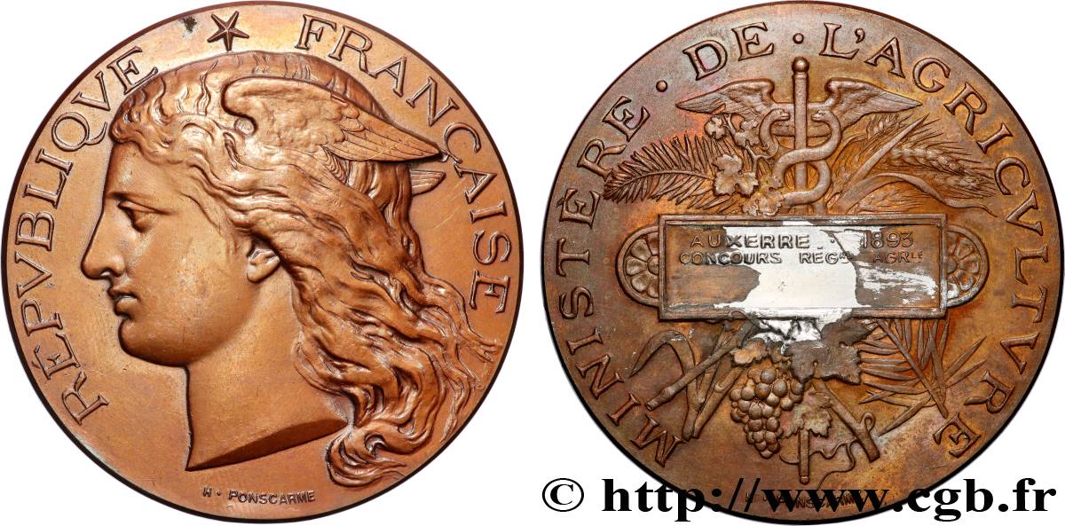 TERZA REPUBBLICA FRANCESE Médaille, Concours régional agricole q.SPL/BB