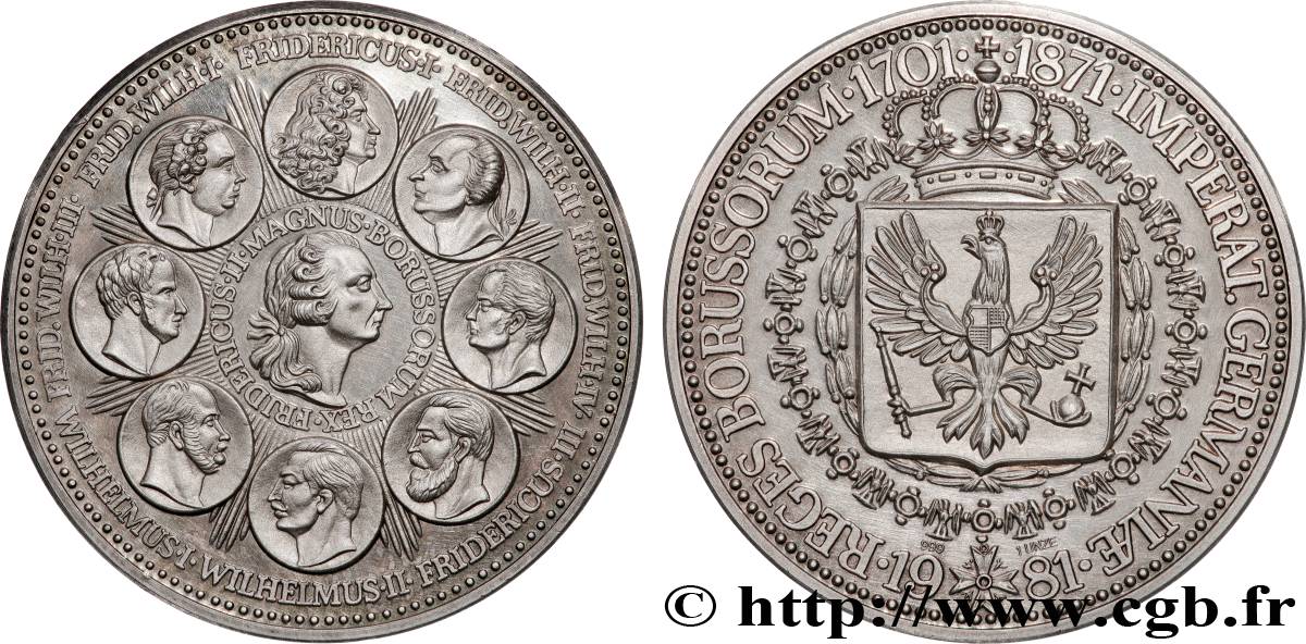 ALLEMAGNE - ROYAUME DE PRUSSE - FRÉDÉRIC II LE GRAND Médaille, Reproduction d’une 1/2 once, Reges Borussorum Prueba
