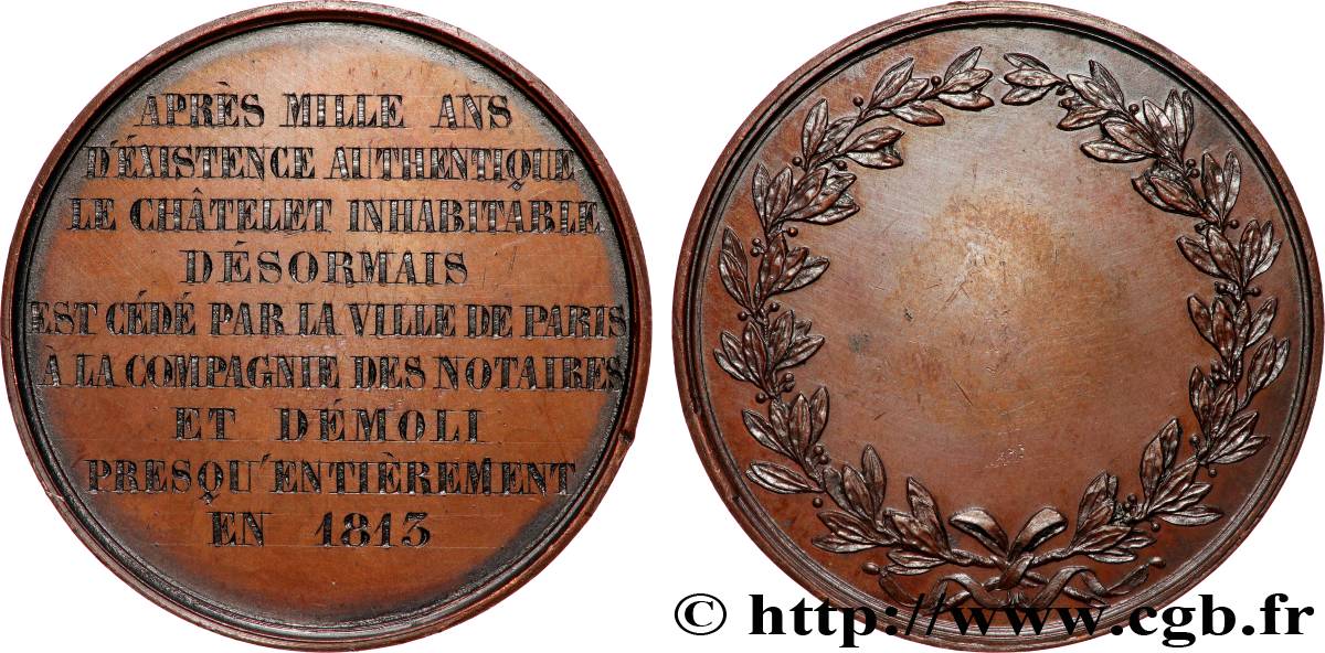 PREMIER EMPIRE Médaille, Le Grand Châtelet, Démolition SUP