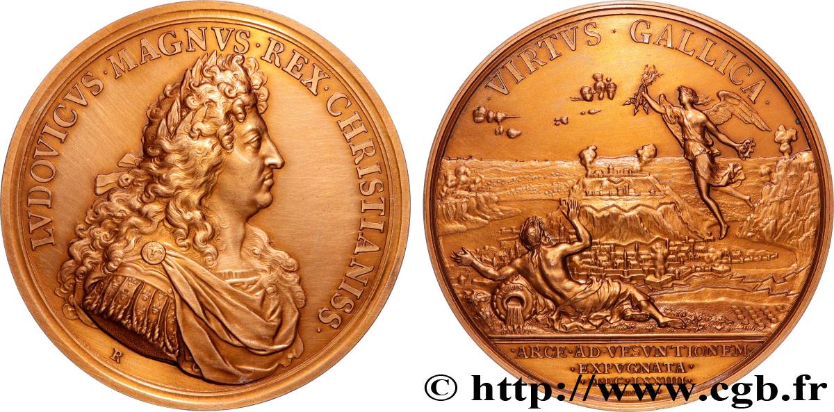 LOUIS XIV  THE SUN KING  Médaille, Seconde prise de Besançon, refrappe AU