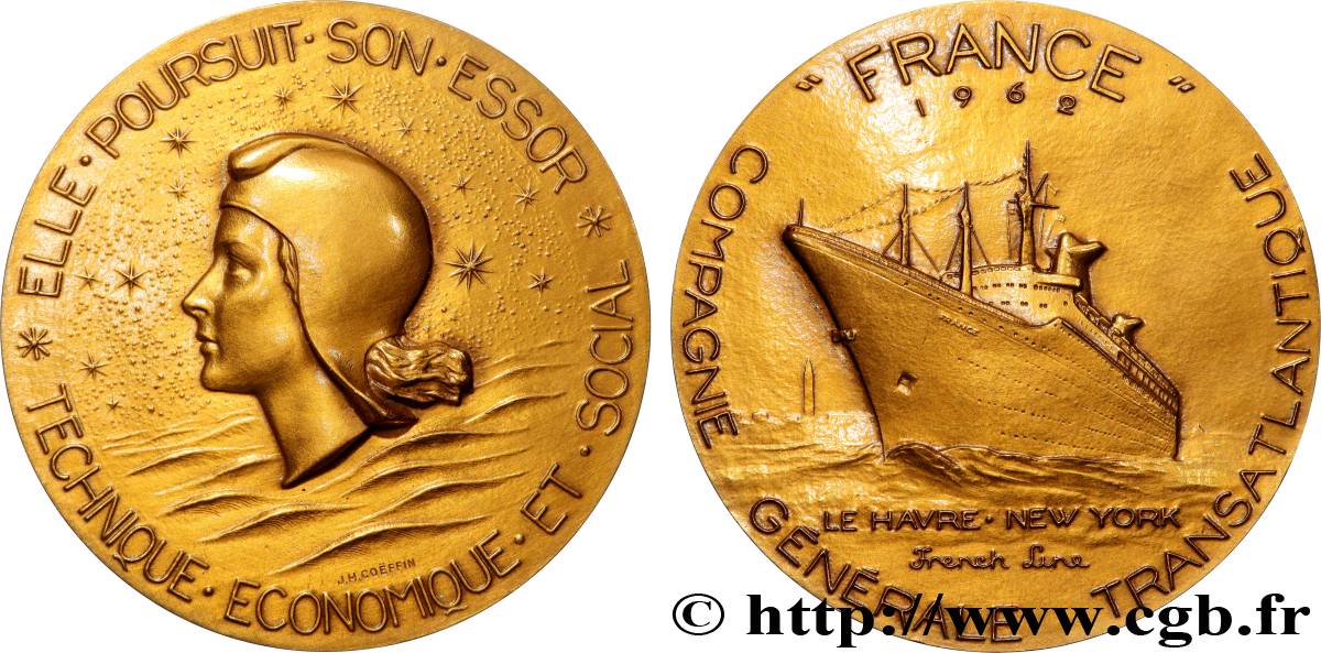 CINQUIÈME RÉPUBLIQUE Médaille, Paquebot France SUP