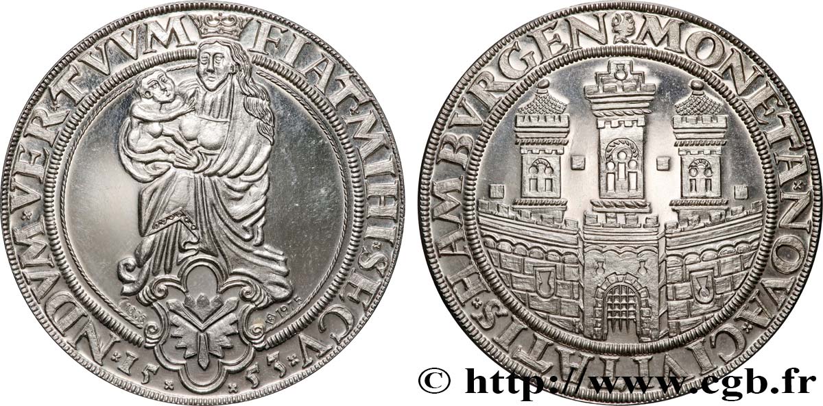 GERMANY - HAMBURG FREE CITY Médaille, Reproduction du 1/2 thaler  Proof set