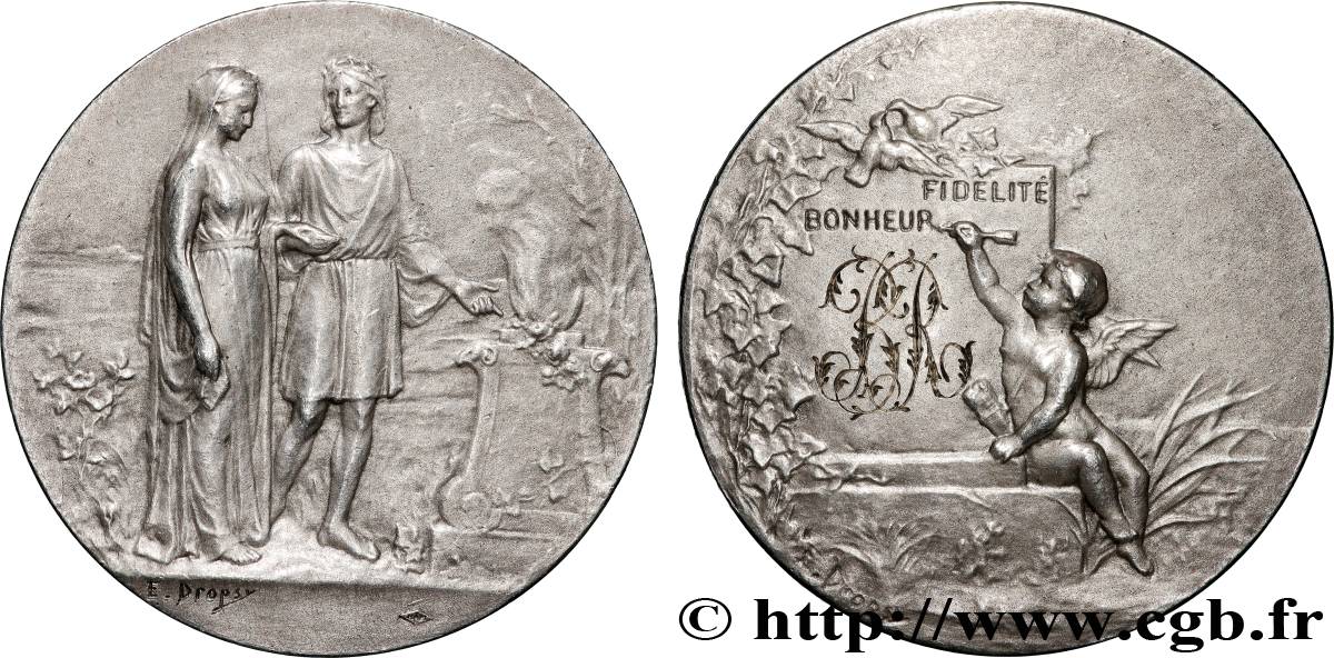 AMOUR ET MARIAGE Médaille de mariage, Fidélité et Bonheur q.SPL/SPL