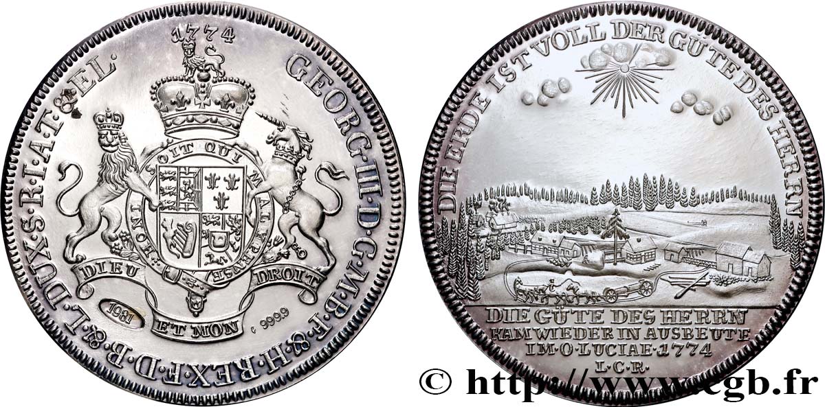 ANGLETERRE - GEORGES III Médaille, Reproduction du Thaler - George III Prueba