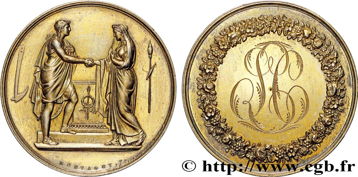 AMOUR ET MARIAGE Médaille de mariage, Couple antique TTB+