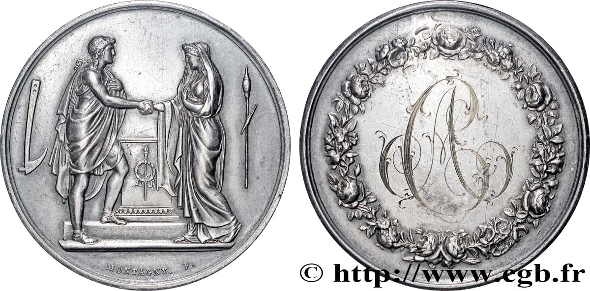 AMOUR ET MARIAGE Médaille de mariage, Couple antique TTB+