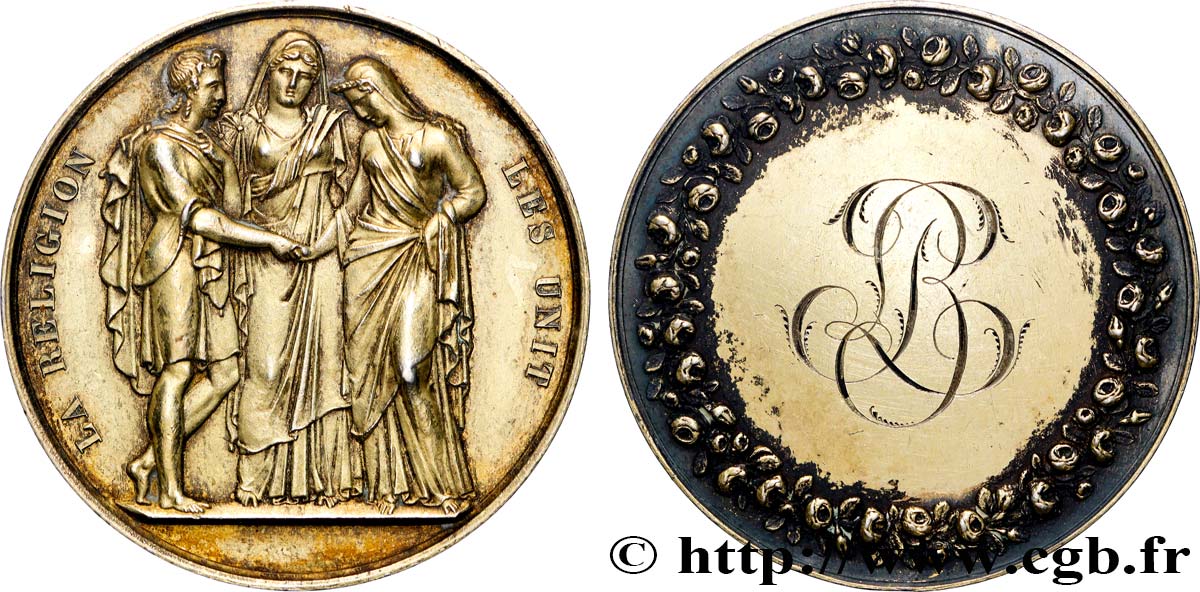 AMOUR ET MARIAGE Médaille de mariage, La Religion les unit TTB+