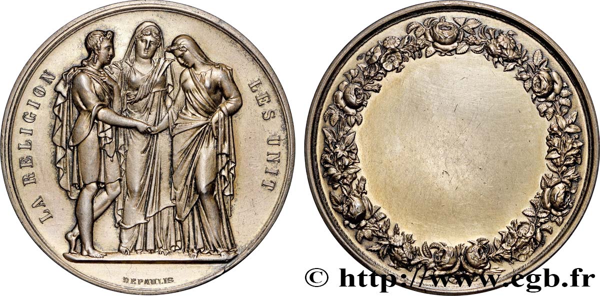AMOUR ET MARIAGE Médaille de mariage, La Religion les unit TTB+