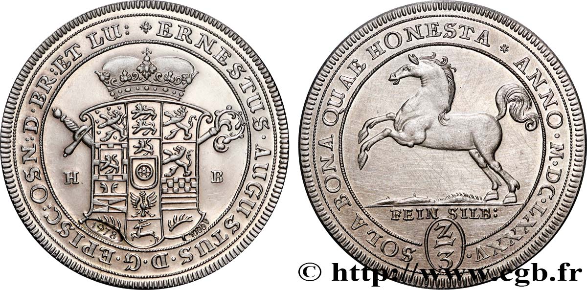 ALLEMAGNE - BRUNSWICK LUNEBOURG CALENBERG (DUCHÉ DE) - ERNEST AUGUSTE Médaille, Reproduction du 2/3 Thaler BE