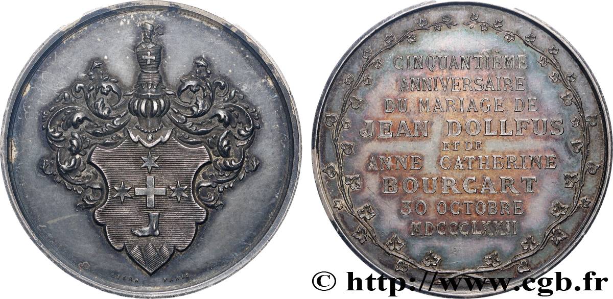 AMOUR ET MARIAGE Médaille, Noces d’or de Jean Dollfus et Anne Catherine Bourcart SUP