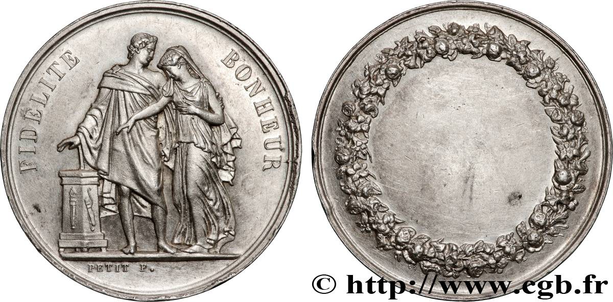 AMOUR ET MARIAGE Médaille de mariage, Fidélité et Bonheur TTB+