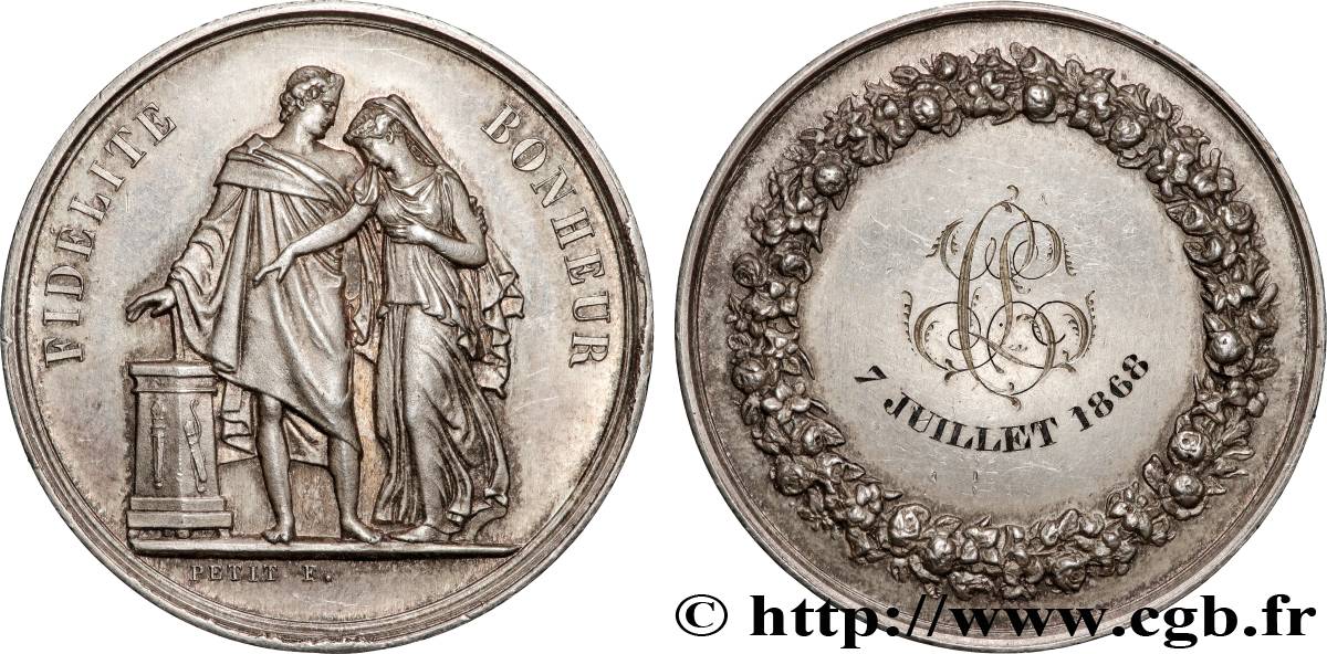 AMOUR ET MARIAGE Médaille de mariage, Fidélité et Bonheur SUP/TTB+