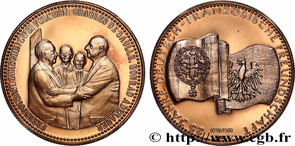 RÉPUBLIQUE FÉDÉRALE D ALLEMAGNE Médaille, 25 ans d’amitié franco-allemande, n°218 BE