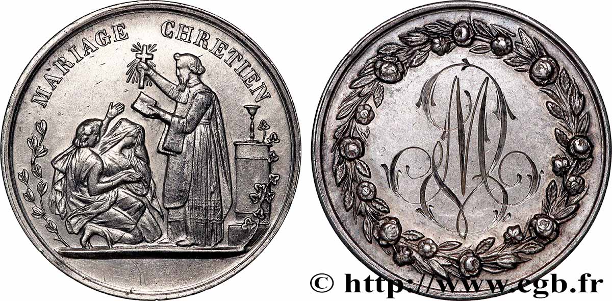 AMOUR ET MARIAGE Médaille, Mariage chrétien TTB+