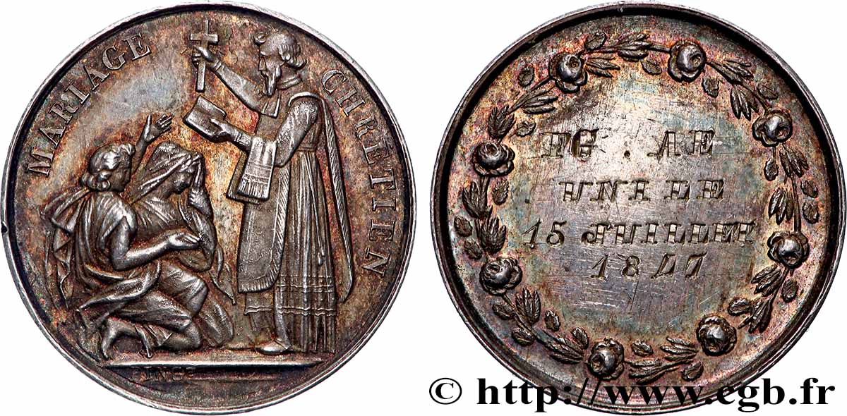 AMOUR ET MARIAGE Médaille, Mariage chrétien TTB+