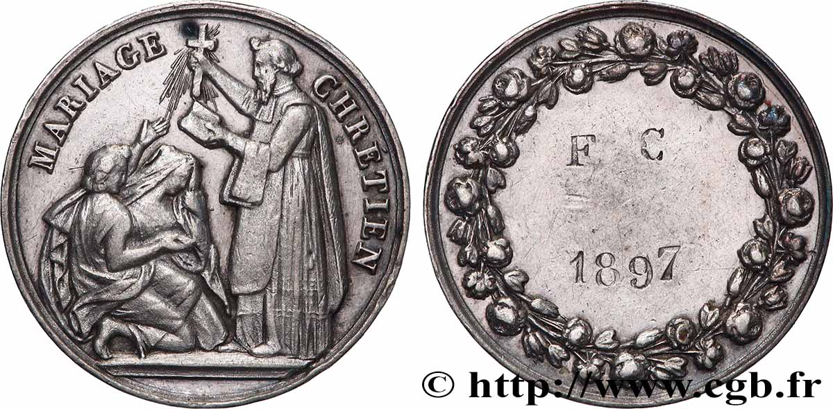 AMOUR ET MARIAGE Médaille, Mariage chrétien TTB+