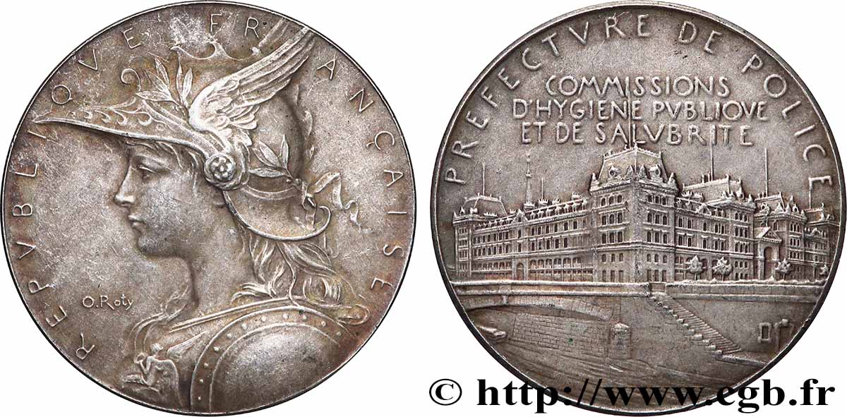 TROISIÈME RÉPUBLIQUE Médaille, Préfecture de Police, Commissions d’hygiène TTB/TTB+