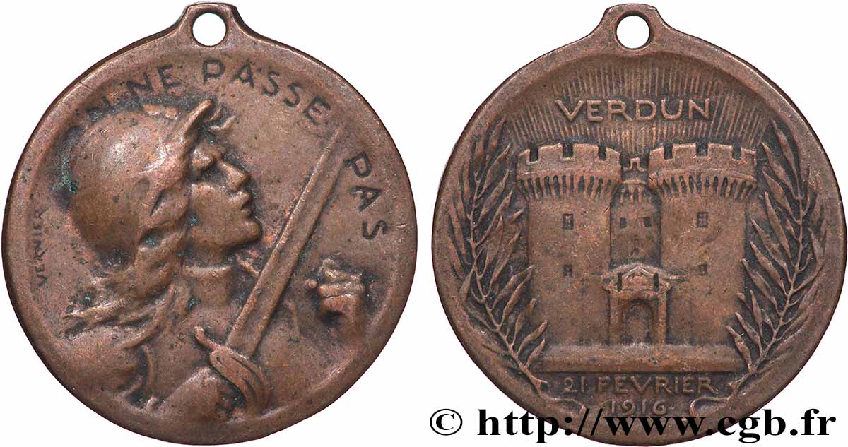 III REPUBLIC Médaille commémorative de la bataille de Verdun XF