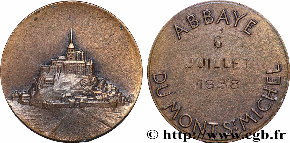 TROISIÈME RÉPUBLIQUE Médaille, Abbaye du Mont-Saint-Michel TTB+