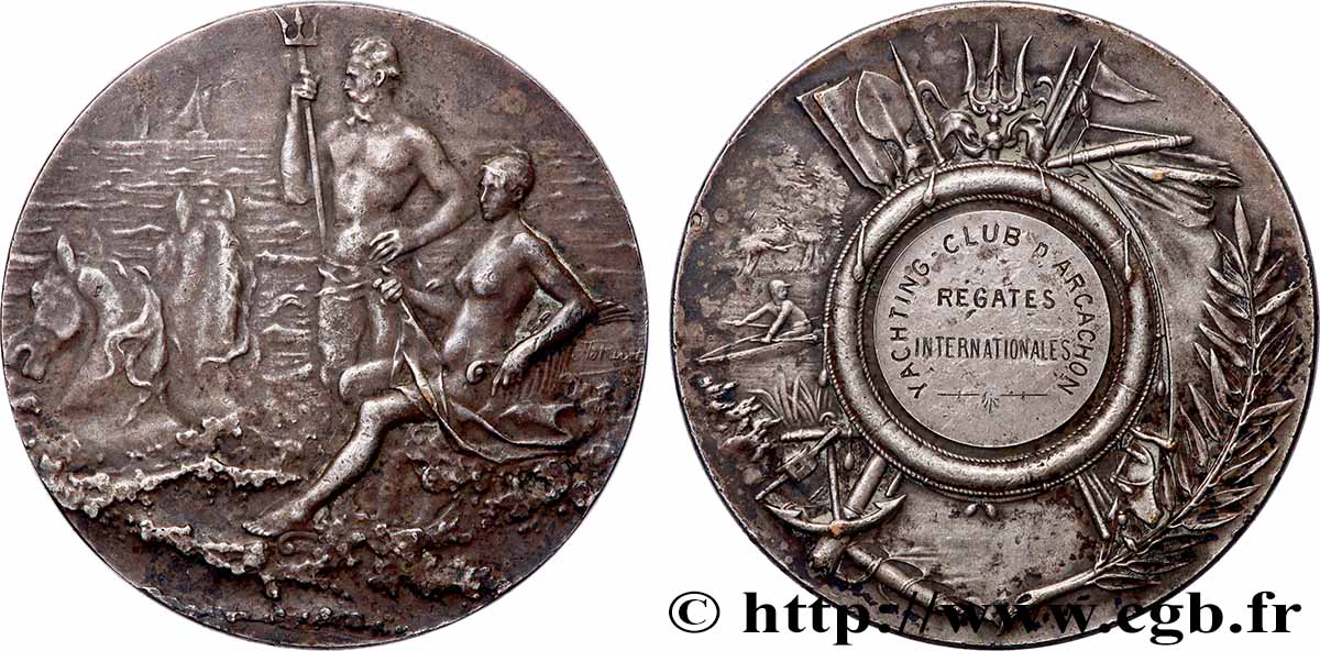 TROISIÈME RÉPUBLIQUE Médaille, Yatching-Club d’Arcachon, Régates internationales   TTB