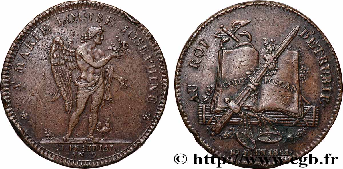 ITALY - KINGDOM OF ETRURIA - CHARLES-LOUIS and MARIE-LOUISE Médaille, Commémoration de la visite à Paris du Roi et de la Reine d’Etrurie XF