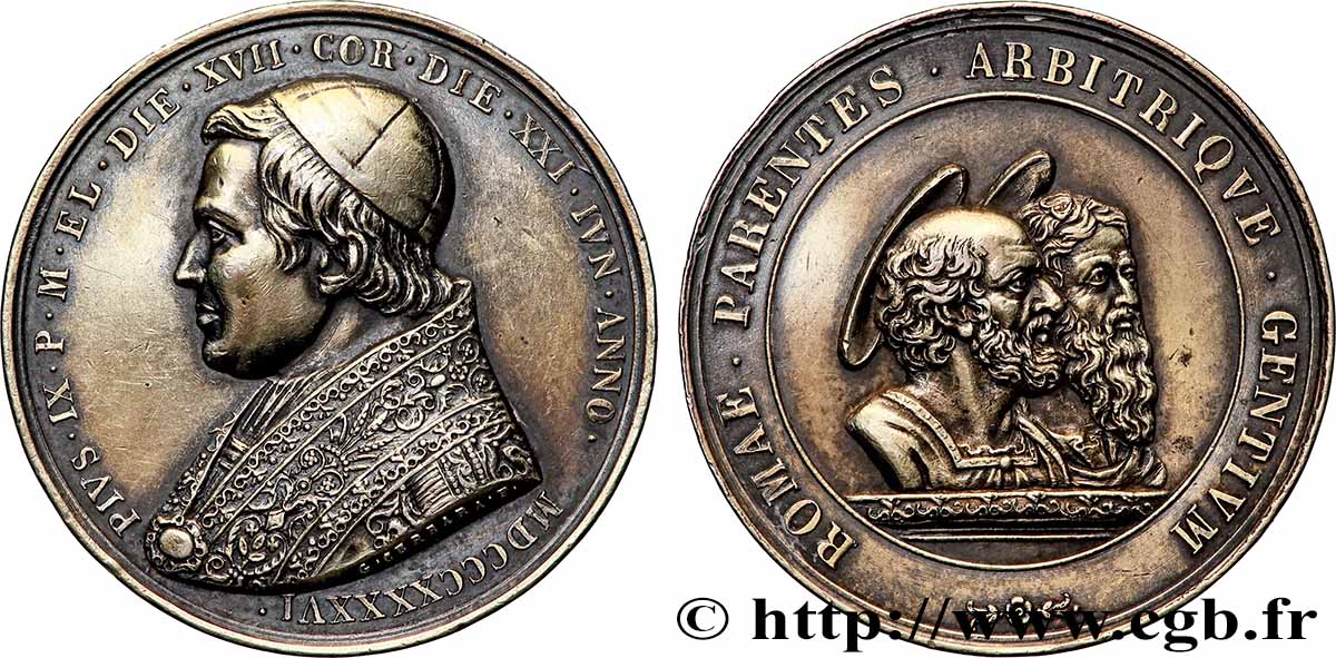 ITALIE - ÉTATS DU PAPE - PIE IX (Jean-Marie Mastai Ferretti) Médaille, Saint Pierre et Saint Paul TTB+