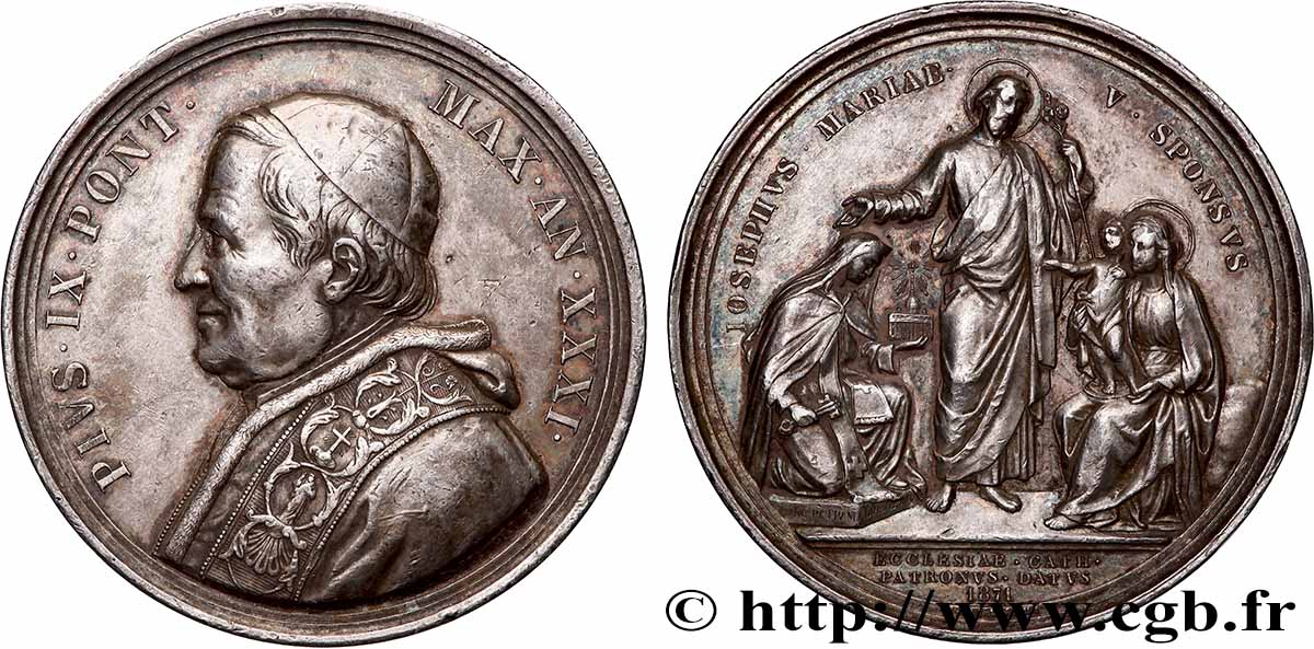ITALIE - ÉTATS DU PAPE - PIE IX (Jean-Marie Mastai Ferretti) Médaille, l’Église Catholique TTB