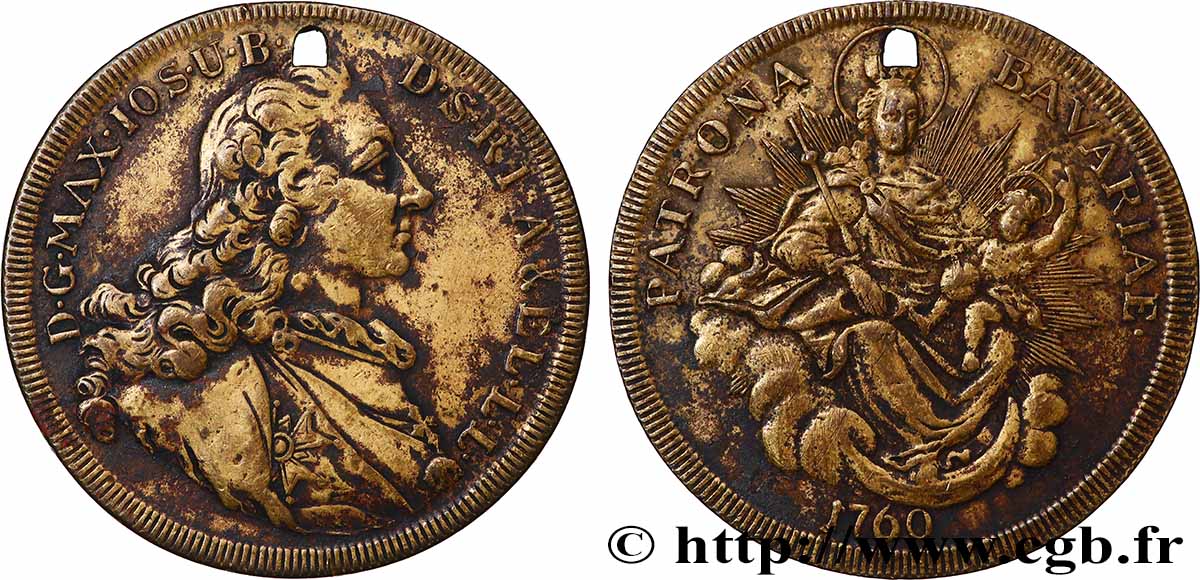 ALLEMAGNE - ÉLECTORAT DE BAVIÈRE - MAXIMILIEN III JOSEPH Médaille, Patrona Bavariae TB+