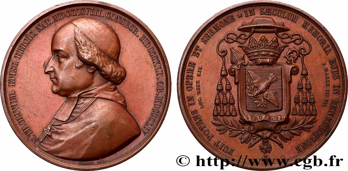 SECOND EMPIRE Médaille, Nicolas-Théodore Olivier, évêque d Évreux SUP