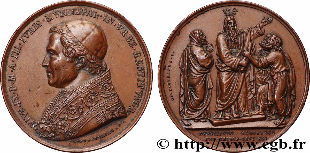 ITALY - PAPAL STATES - PIUS IX (Giovanni Maria Mastai Ferretti) Médaille, Constitues magistros XF