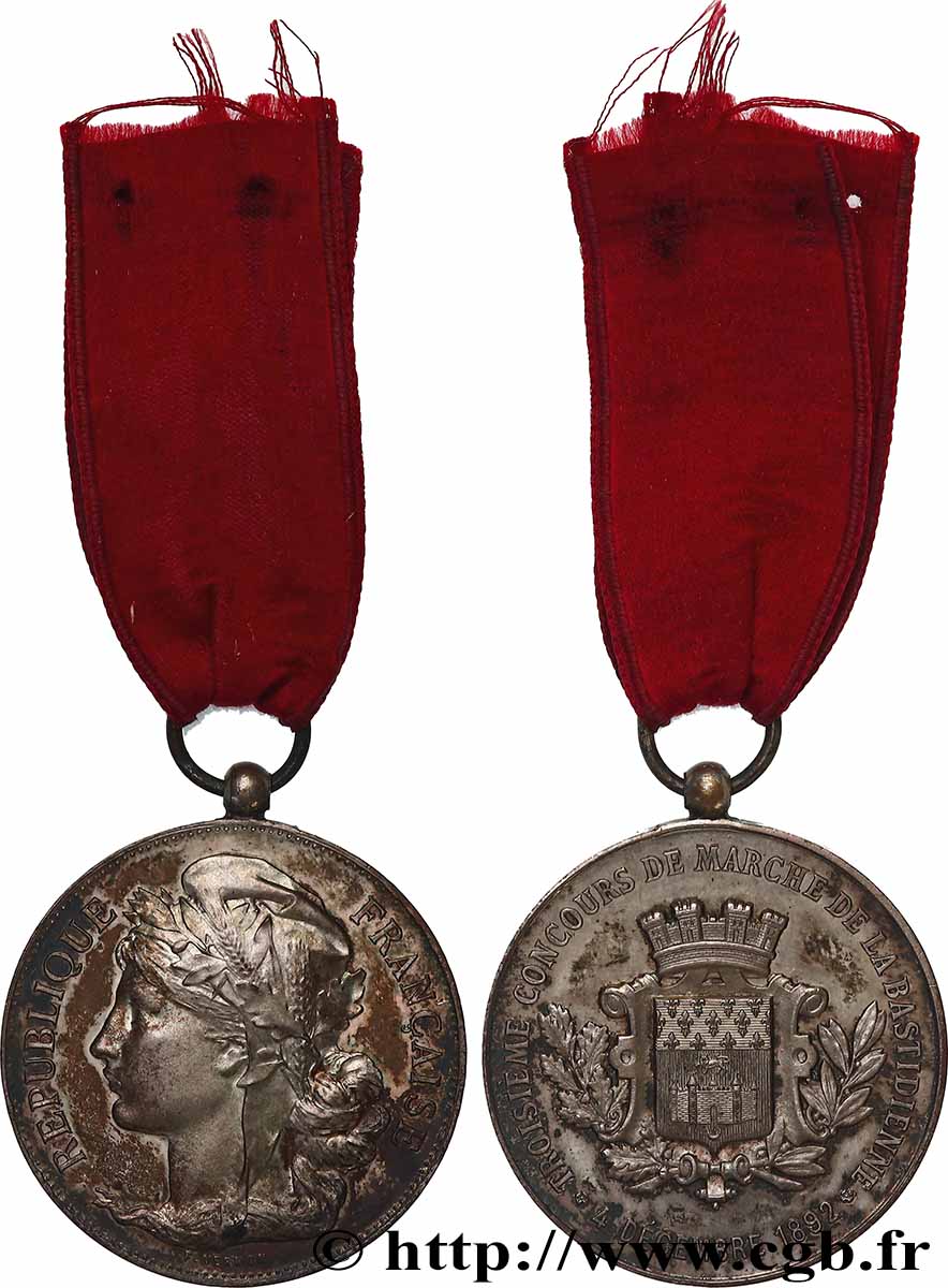 TROISIÈME RÉPUBLIQUE Médaille, 3ème concours de marche de la bastidienne  TTB+