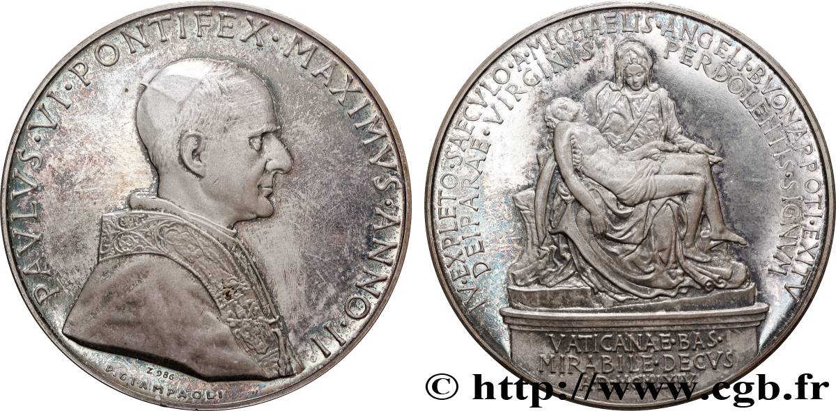 VATICAN ET ÉTATS PONTIFICAUX Médaille annuelle, Paul VI, 6e centenaire du décès de Michel-Ange BE